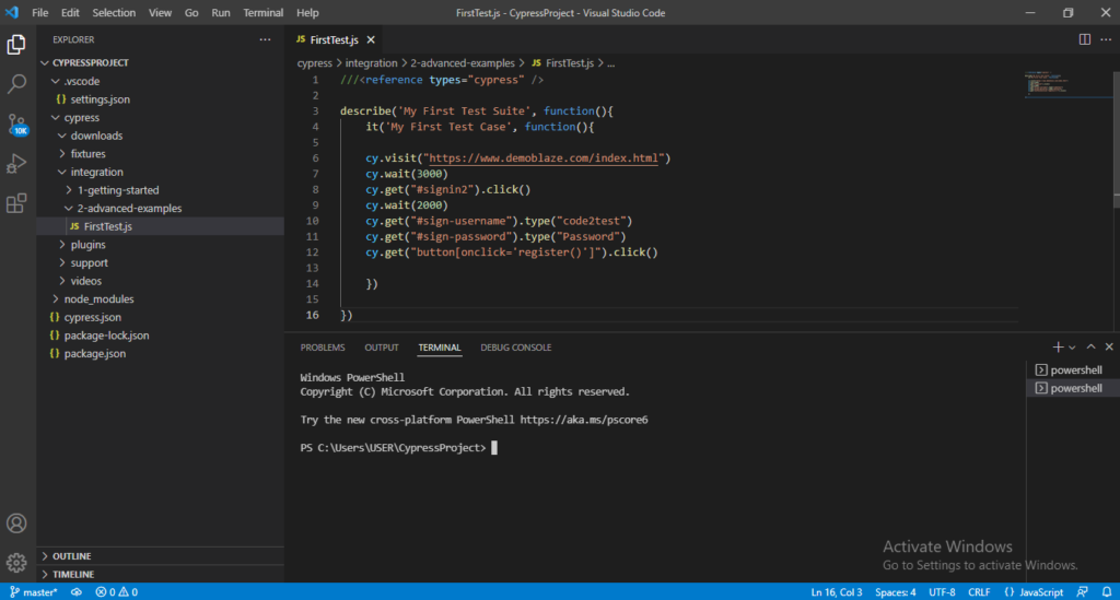 Visual Studio code Terminal