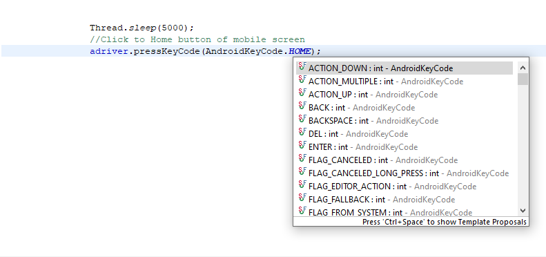 Appium Mobile Device Commands