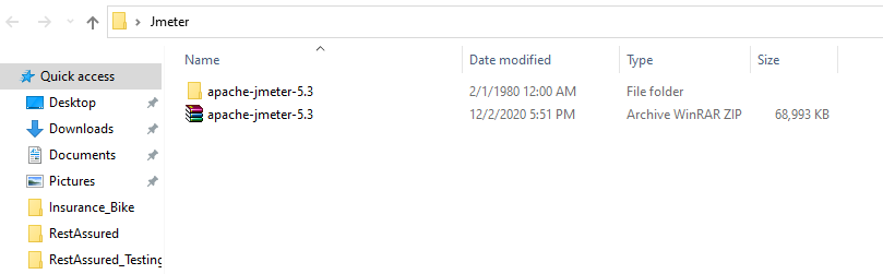 extracting zip file of apache jmeter