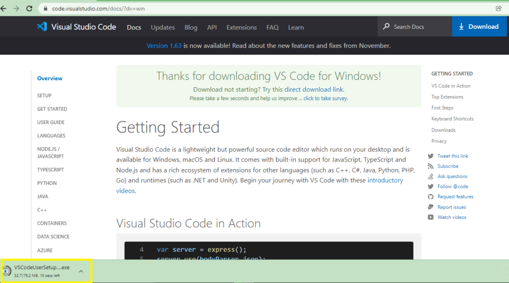 Install Visual Studio Code 