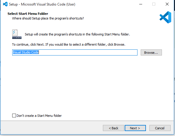 Install Visual Studio Code - Folder Name